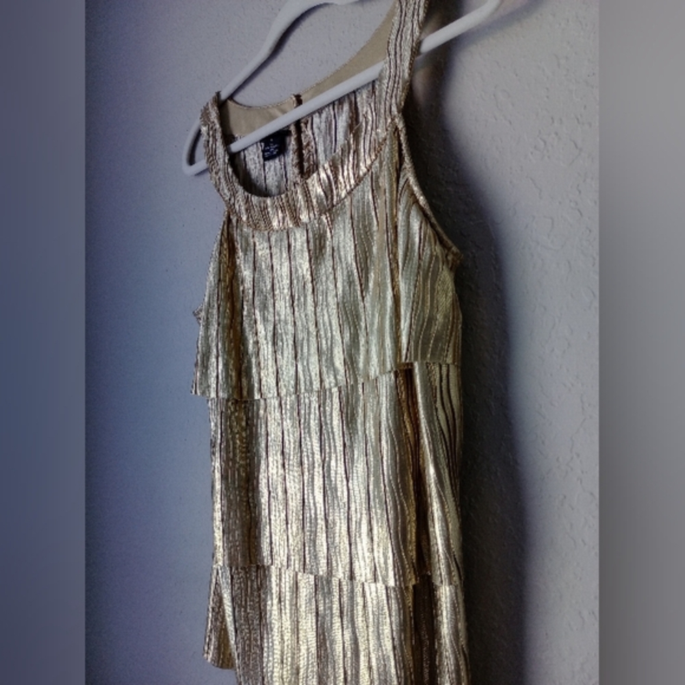 New Direction Women's Elegant Gold Sleeveless Top Blouse Size L